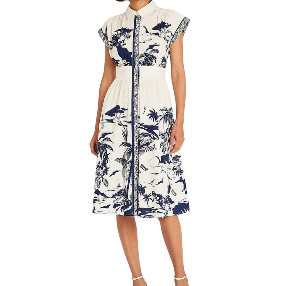 Maggy London Cream/Navy Midi Dress 🆕 Size: 10